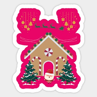 Christmas house with Santa Sticker